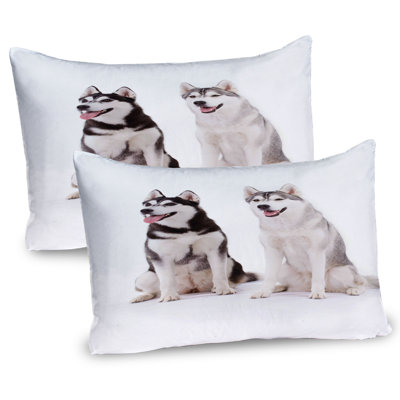 Ambesonne Alaskan Malamute Pillow Sham 2 Pack Furry Doggies Black Cream White -  pil-2_39427_26x20