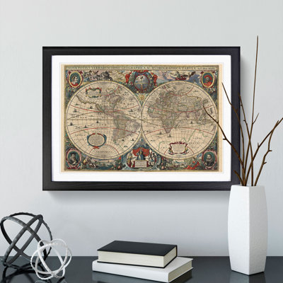 Vintage World Map Vol.1 by Henricus Hondius Ii - Framed Print