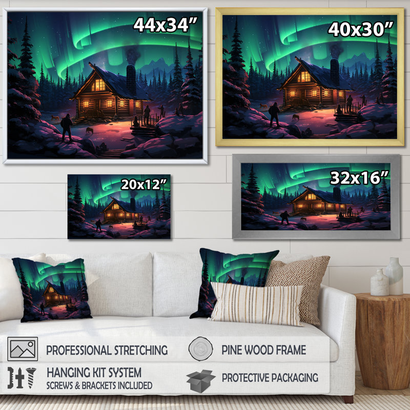 «Canadian Boreal Ballet 2 - Northern Lights», art mural, Cadre flottant noir, H 16 po x l 32 po x P 1 po