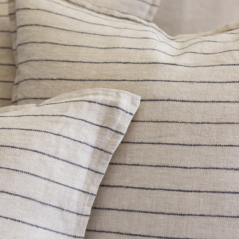 Blake Linen Shams, Standard, Flax/Midnight