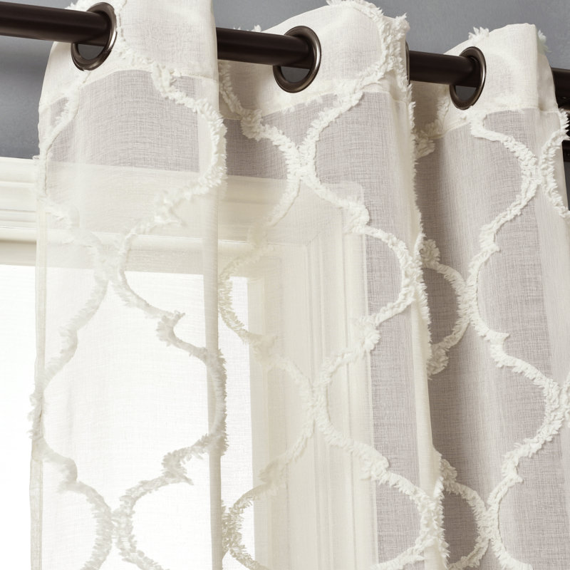 Sheer Curtain Pair, Beige, Width 97 x Drop 213 cm