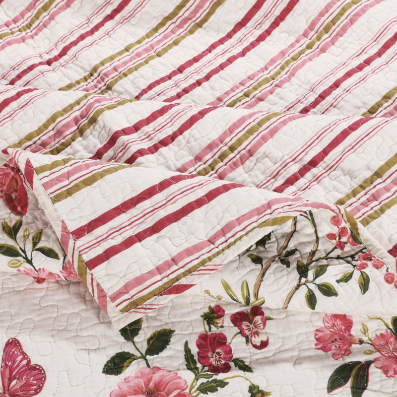Jeté matelassé Greenland Home Fashions Butterflies - motif floral multicolore, 50 po x 60 po