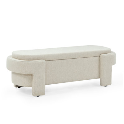 Banc rembourré en lin avec grand espace de rangement pour le salon, le vestibule et la chambre à coucher (51,5 po x 20,5 po x 17 po)