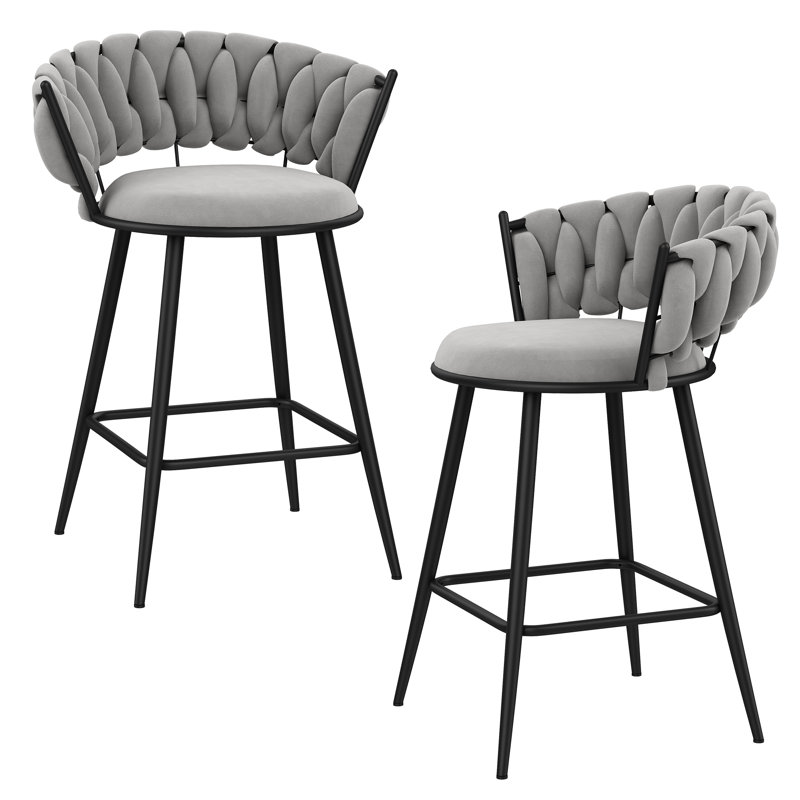 Yes Upholstered Bar Stool, Gray, 61cm