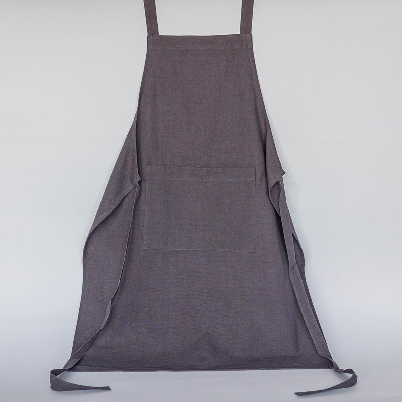Front Pocket With Waist Tie Band Apron, Gray