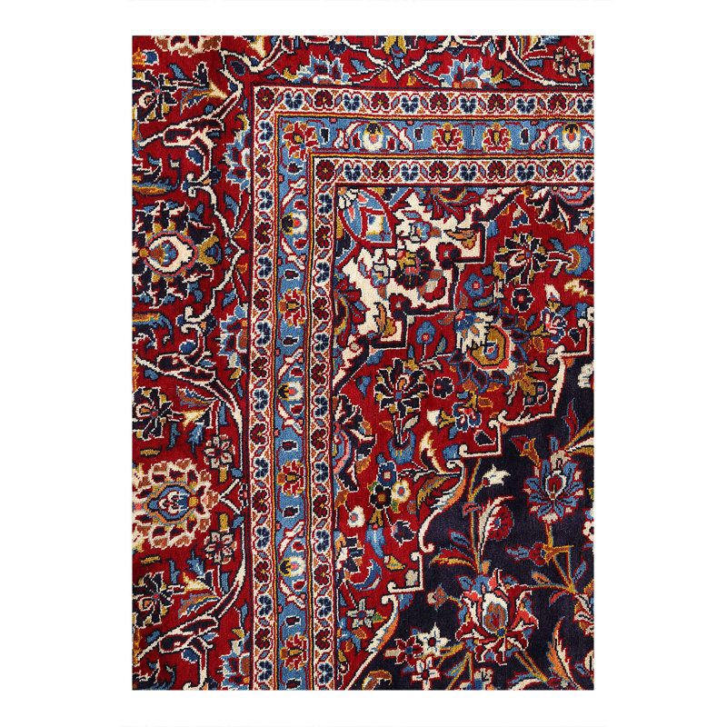 Navy Blue Fine Hand knotted Persian Kashan 6'5"X 9'2"