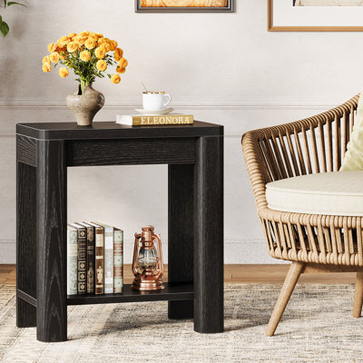 Farmhouse End Table Small Side Table With Storage Shelf For Living Room