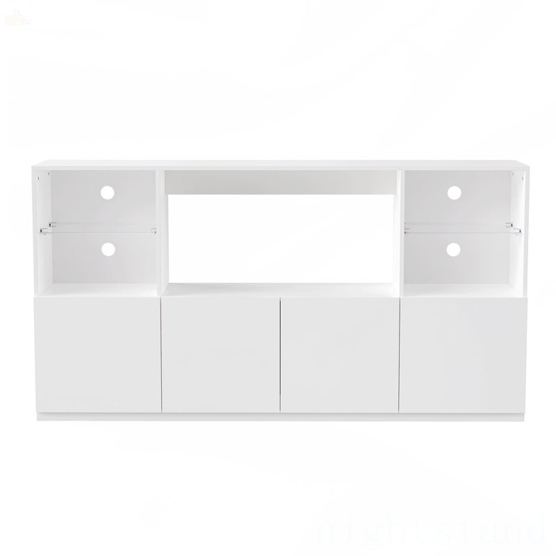 Meuble télé ultrabrillant avec lumières DEL, Blanc