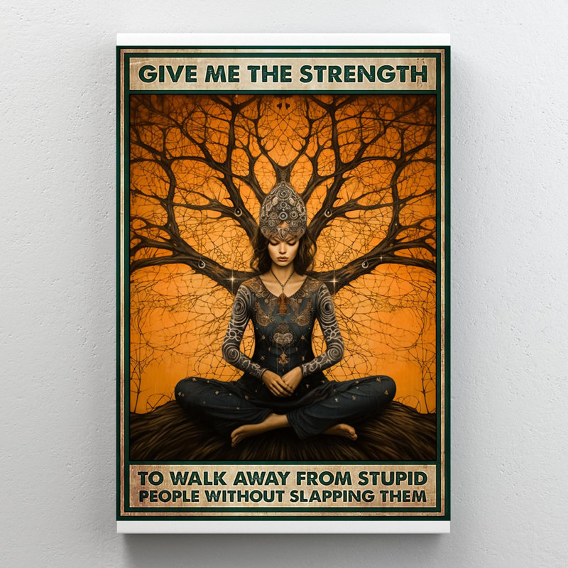 «Yoga Donnez-moi la force», reproduction d'art graphique sur toile tendue, H 36 po x l 24 po x P 1,25 po