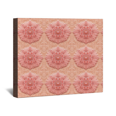 Toile tendue rose avec mandala floral