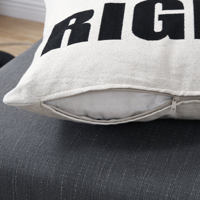 Mr. Right White Cotton Jacquard Square Decorative Pillow