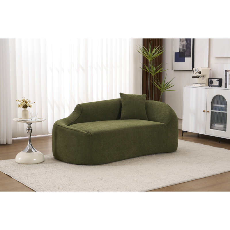 Chaise longue incurvée à compression, chenille, avec oreiller intégré, 3 en 1, polyvalente, assise profonde, aucun assemblage requis, pour chambre à coucher, lit moderne, 2 places, idéale pour les petits espaces, design, montage rapide