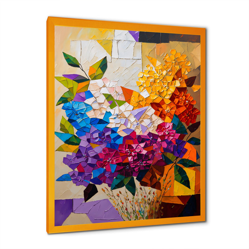 «Monye Bright Blossoming Minimal Wildflowers II», reproduction sur toile, Impression dorée sur toile encadrée