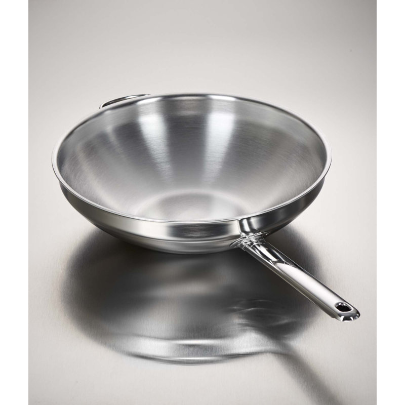 Demeyere 12.6" Stainless Steel Flat Bottom Wok