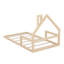 Lit simple en bois avec tête de lit en forme de maison, naturel-129892526