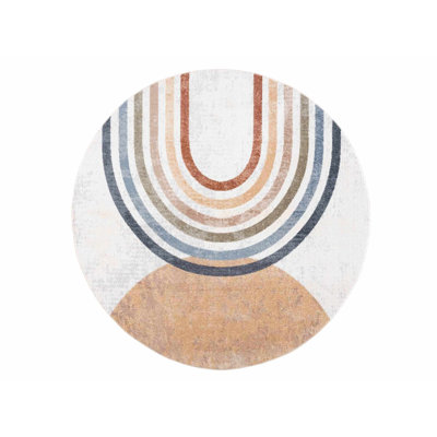 Sunny Machine Washable Modern Cream/Yellow Area Rug