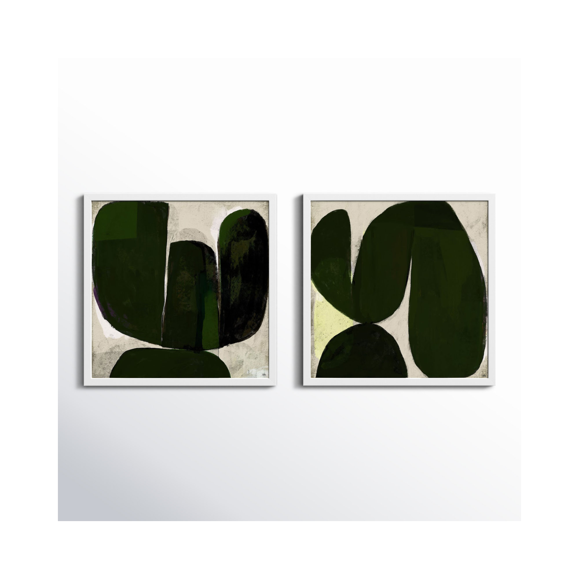 Succulent Set Of 2 by StudioM, 24" H x 24" W x 1.25" D, White