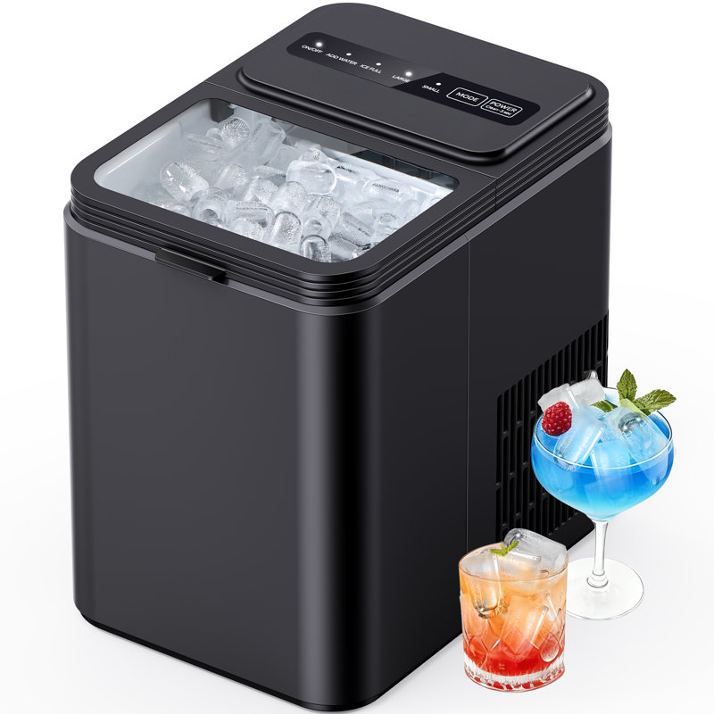 Machine à glaçons de comptoir 33 lb / jour, glace à mâcher Sonic, autonettoyante, silencieuse et compacte pour la maison, la cuisine, le bureau, les fêtes et le camp