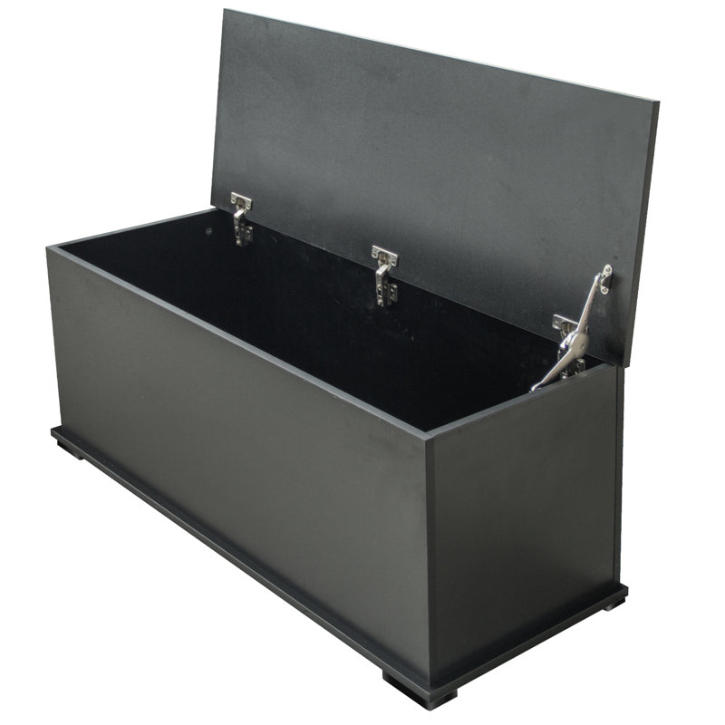 Grand coffre de rangement à couvercle relevable, boîte en bois noir pour entrée, pouvant contenir divers objets