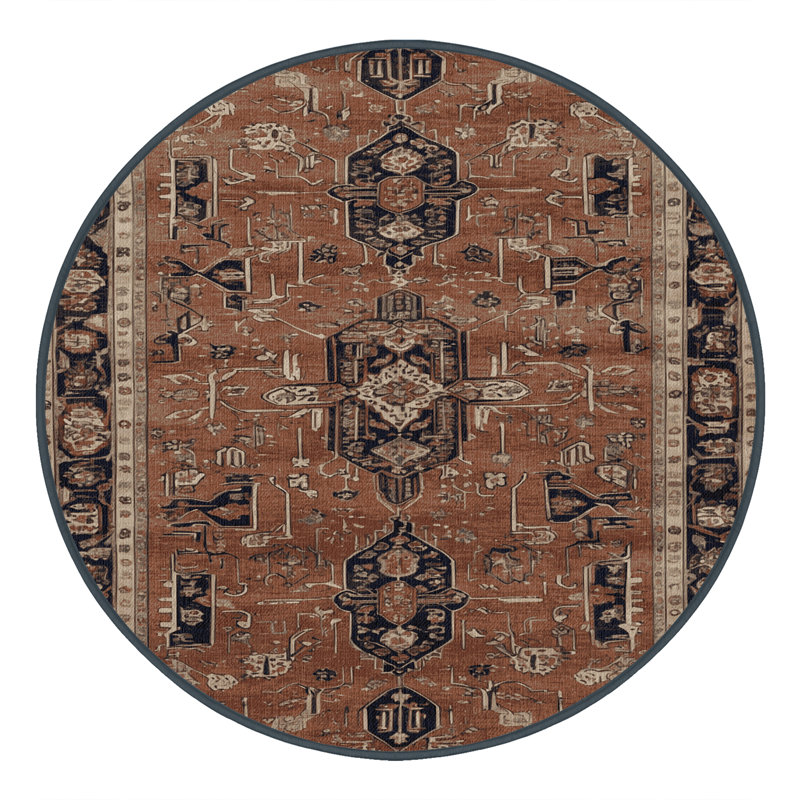 Tapis brun lavable à la machine, Rond 3 pi