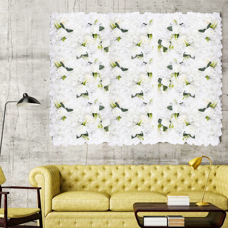 Panneau mural Silk Roses, Blanc, H 7 po x l 16 po x P 23 po