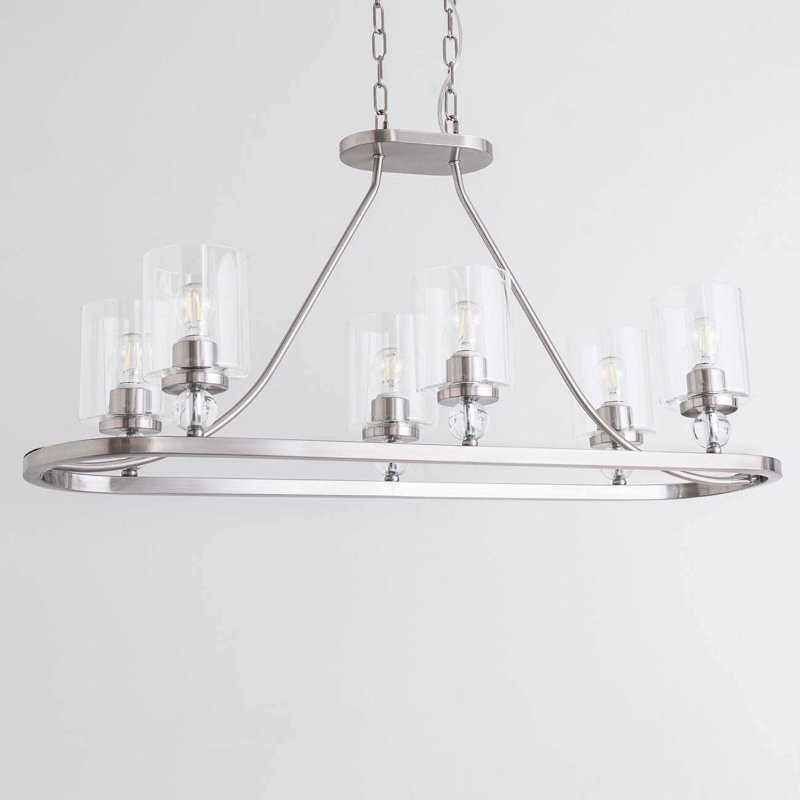 Lustre 6 lumières Oryza, Nickel brossé