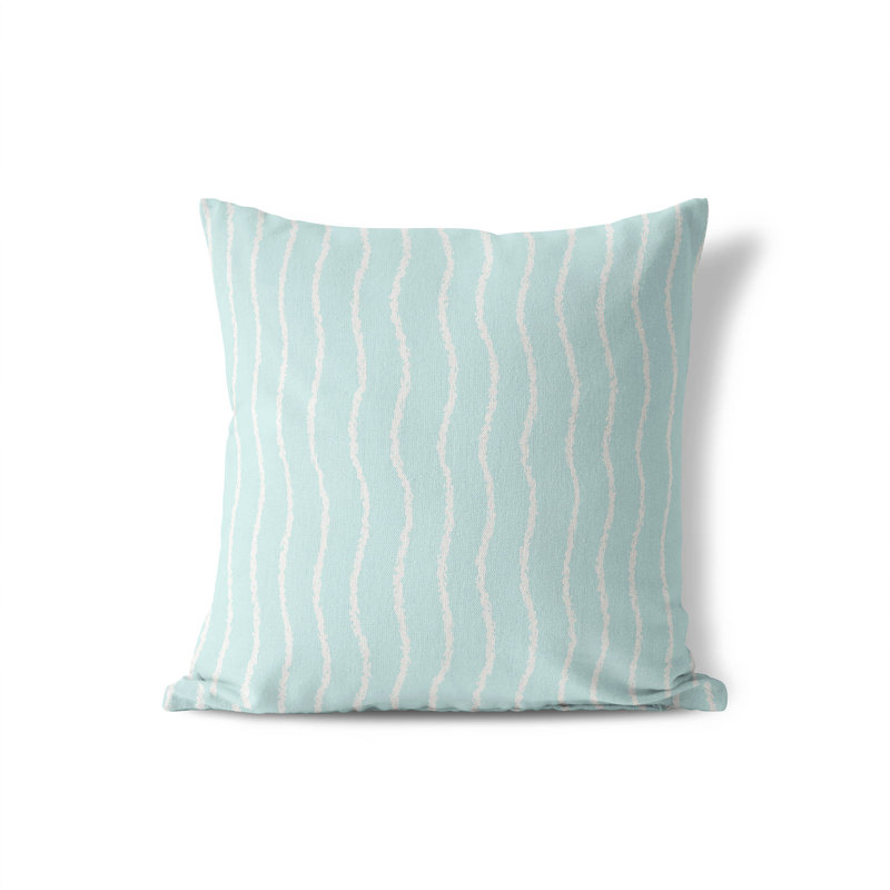 Coussin Wave, H 18 po x l 18 po, Bleu clair / bleu