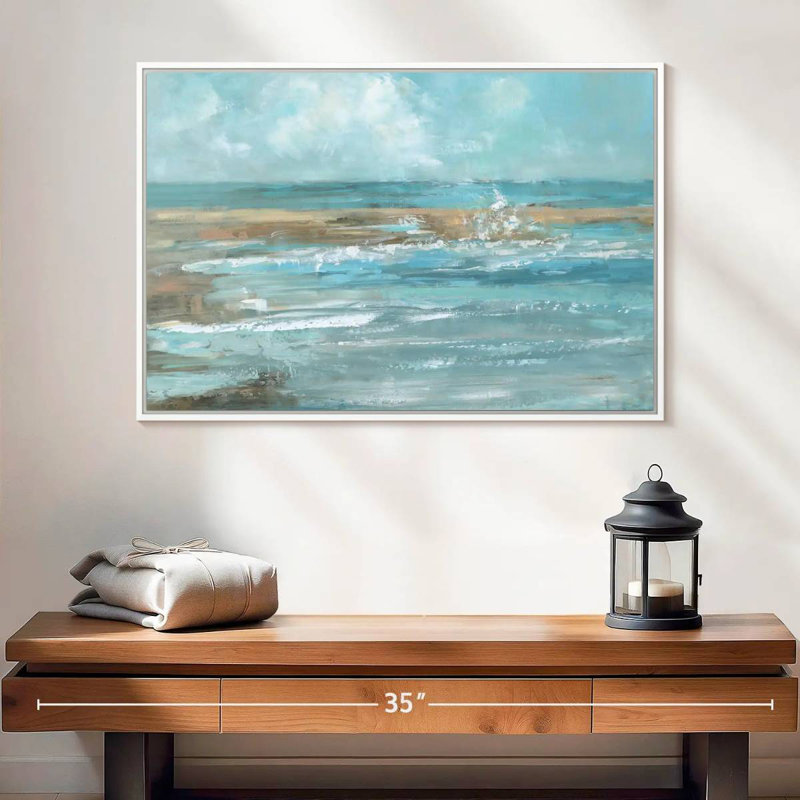 Breaking Waves IV, 25 po x 17 po, Cadre flottant blanc