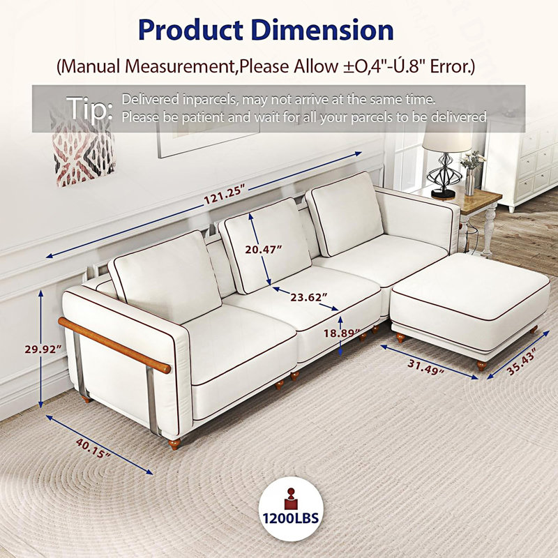 Modular Sectional Sofa, Luxury Cloud Sofa With Ottoman