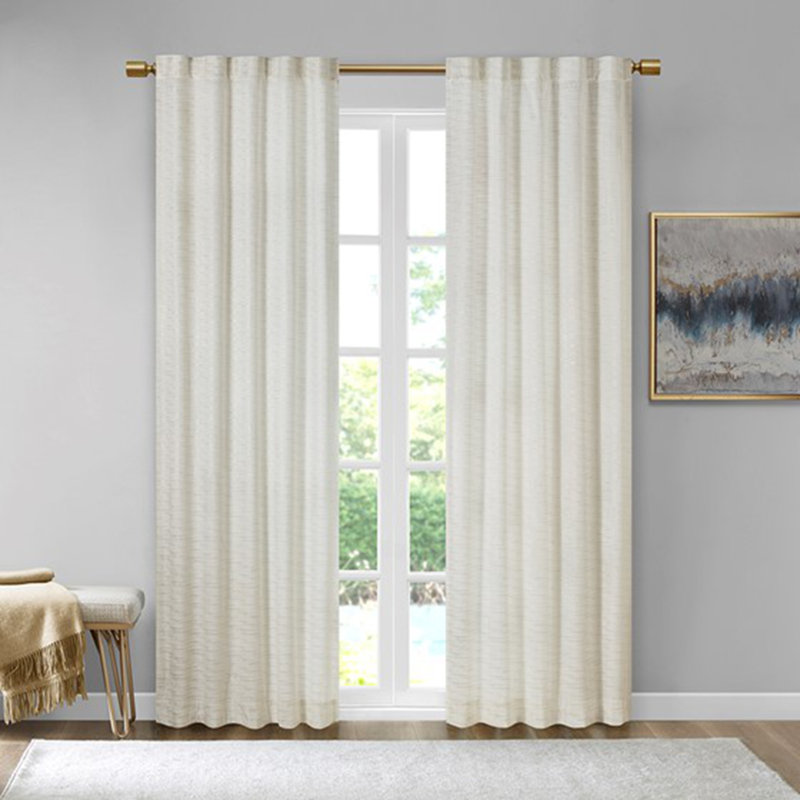 Paire de rideaux obscurcissant avec passe-tringle en polyester et velours à imprimé métallique blanc / doré