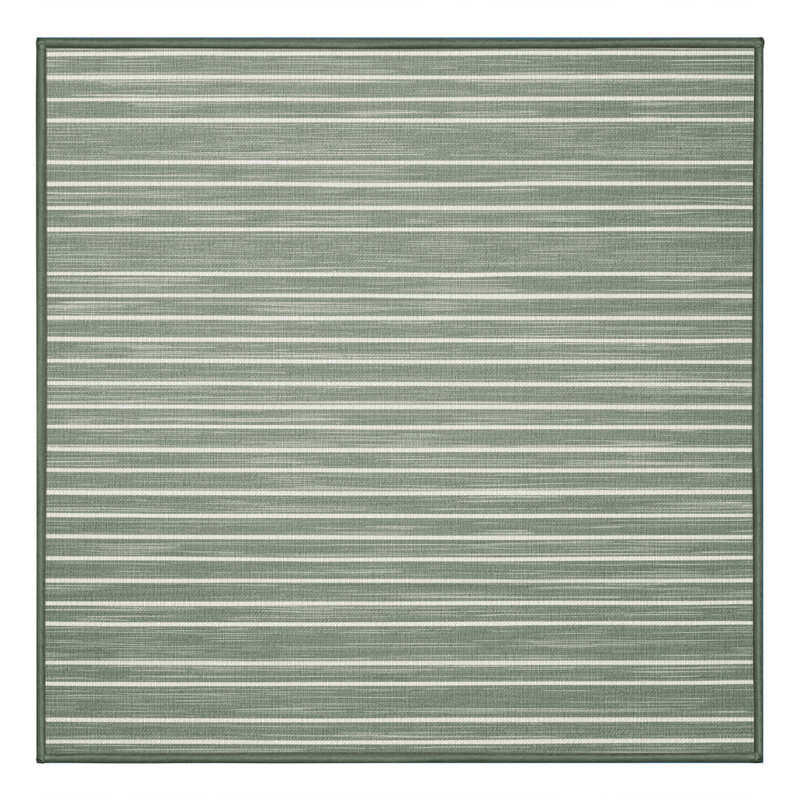 Tapis vert à rayures horizontales lavable à la machine, Carré 8 pi