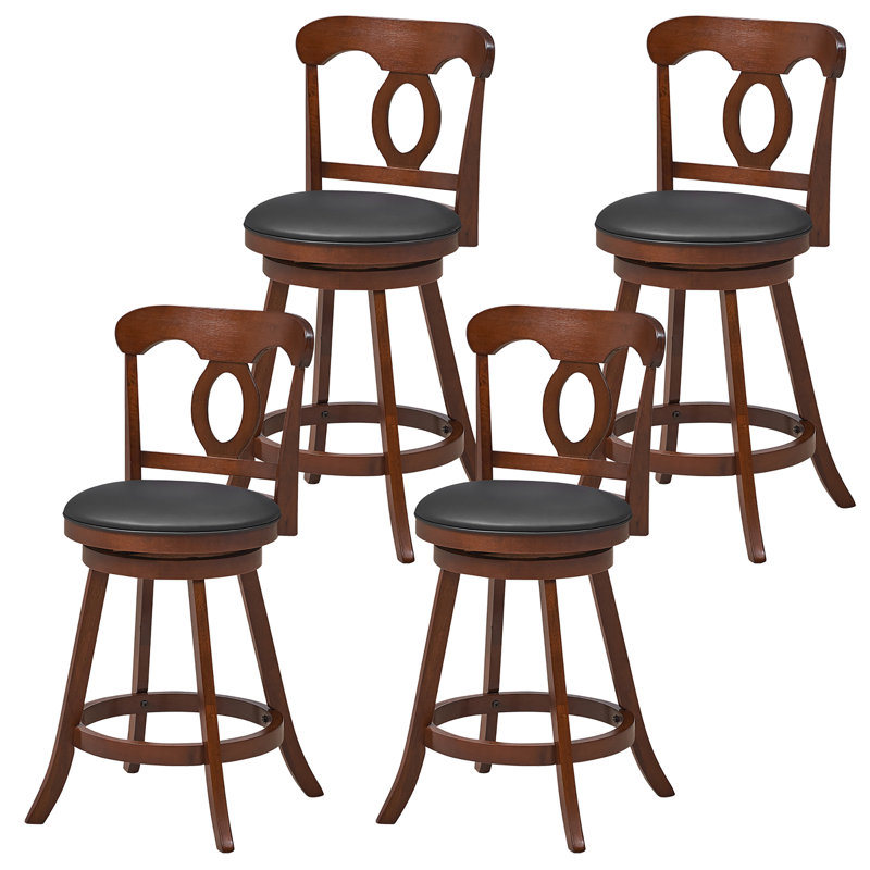 Tabourets de bar pivotants 4 pièces Winston Porter de 24 po de hauteur comptoir avec dossier ergonomique espresso