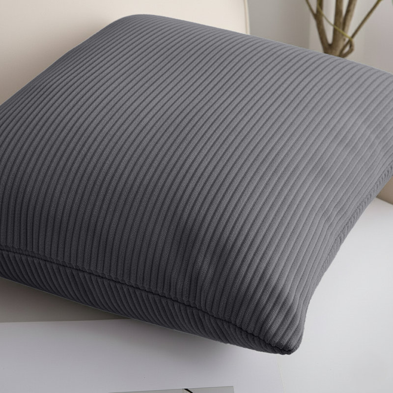 Square Pattern Cushion Cover-(Pack of 2), Silver Striped