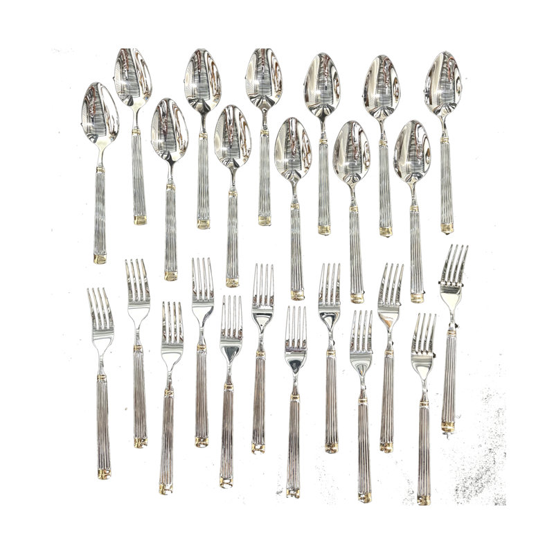 24-Piece "Ridge" Dinner Flatware Set | 12 Dinner Spoons & 12 Dinner Forks | 18/10 Stainless Steel