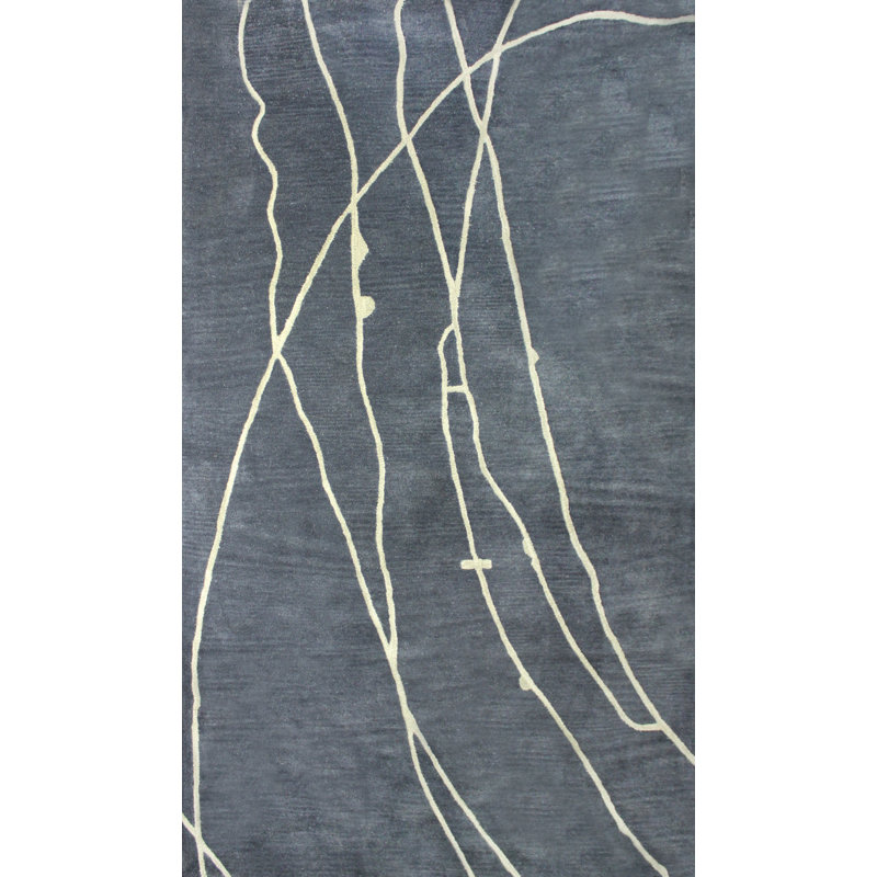 Tapis gris en laine touffeté à la main Risley, Carré 1 pi 6 po