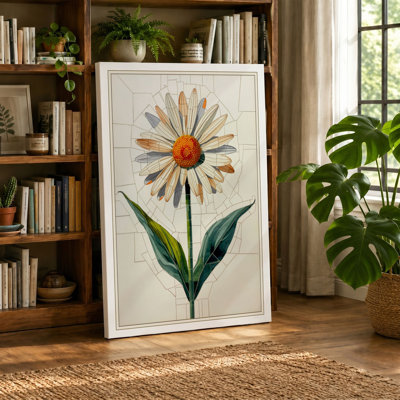 Pale Daisy Study Botanical - Wrapped Canvas