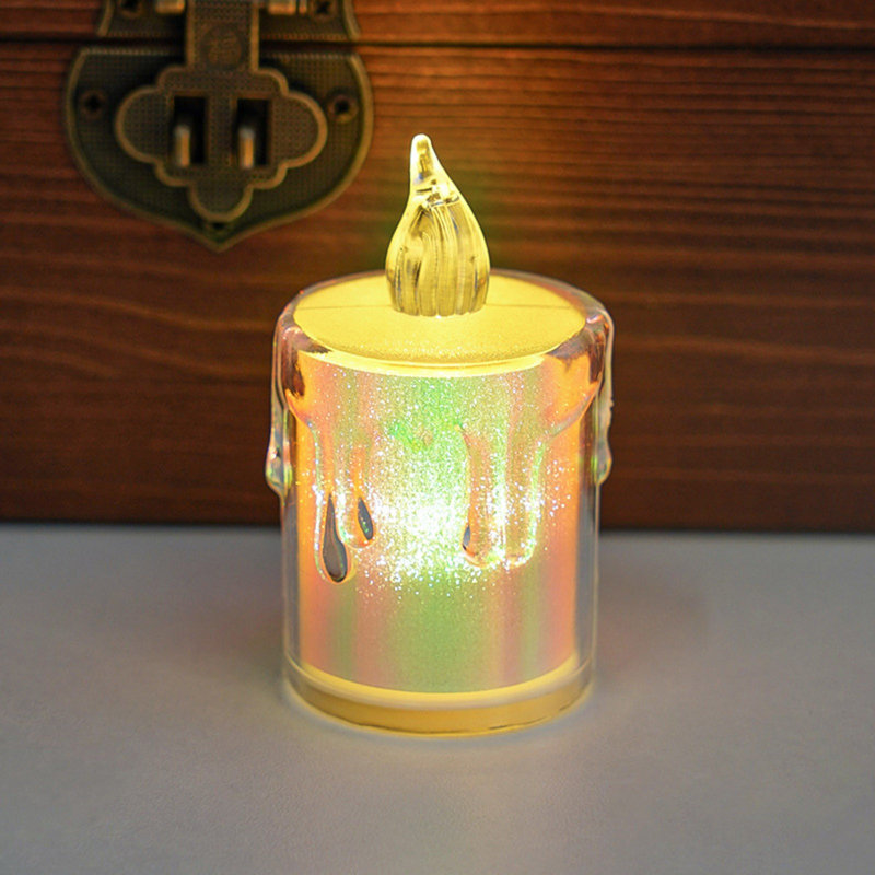 Simulation de Noël à DEL, bougie de couleur, veilleuse, décoration de chambre à coucher, lampe de chevet, accessoires de présentation Qixi