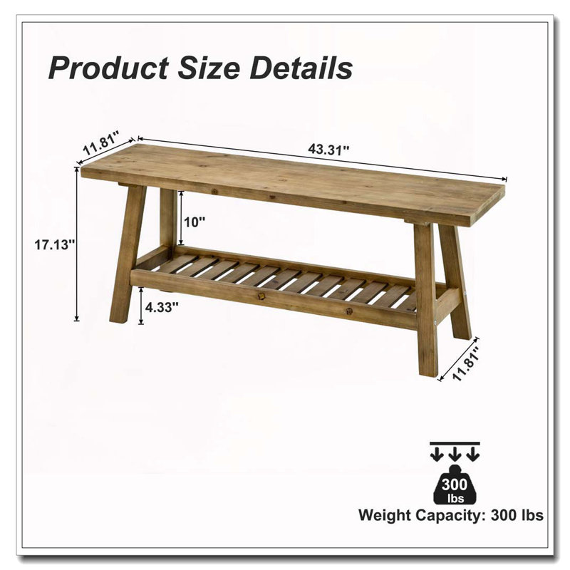 Banc en bois 43 po