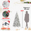 Arbre de Noël floqué avec des pointes abondantes, des branches enneigées, une structure à charnières pour une installation rapide et un support en métal stable, parfait pour les occasions festives.-779439840