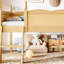 Lit mezzanine simple sécuritaire avec rangement, chambre d'enfant moderne en bois aggloméré