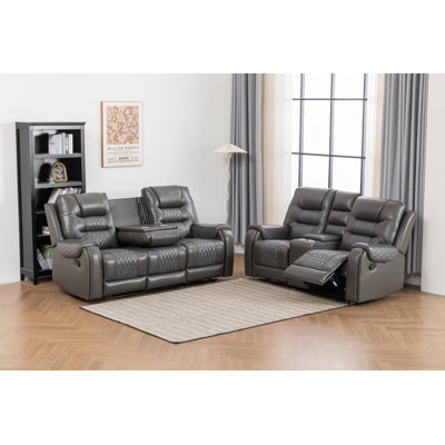 Ilyia Two Tone Vegan Leather 2-PC Livingroom Reclining Set