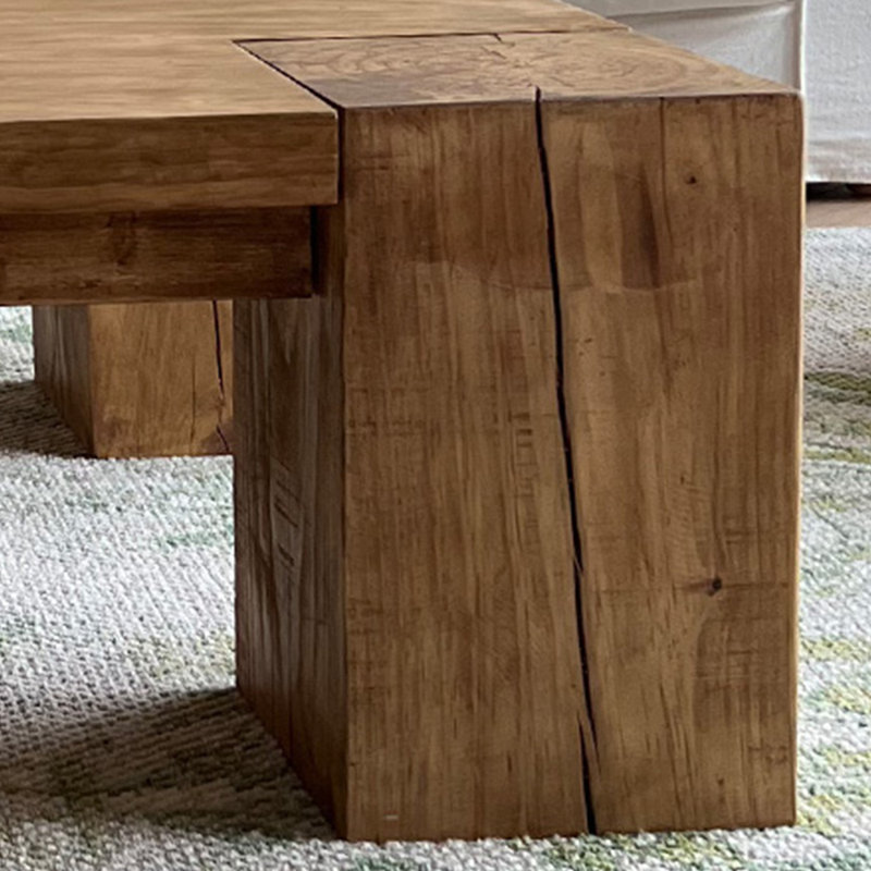 American retro style wood coffee table, 15.7" H x 47.2" W x 39.4" D