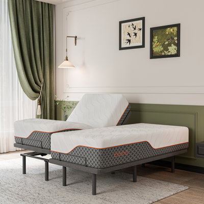 3100 Series Urban Grey Adjustable Bed Frame with 12” Hybrid Mattress, Massage, Anti-Snore