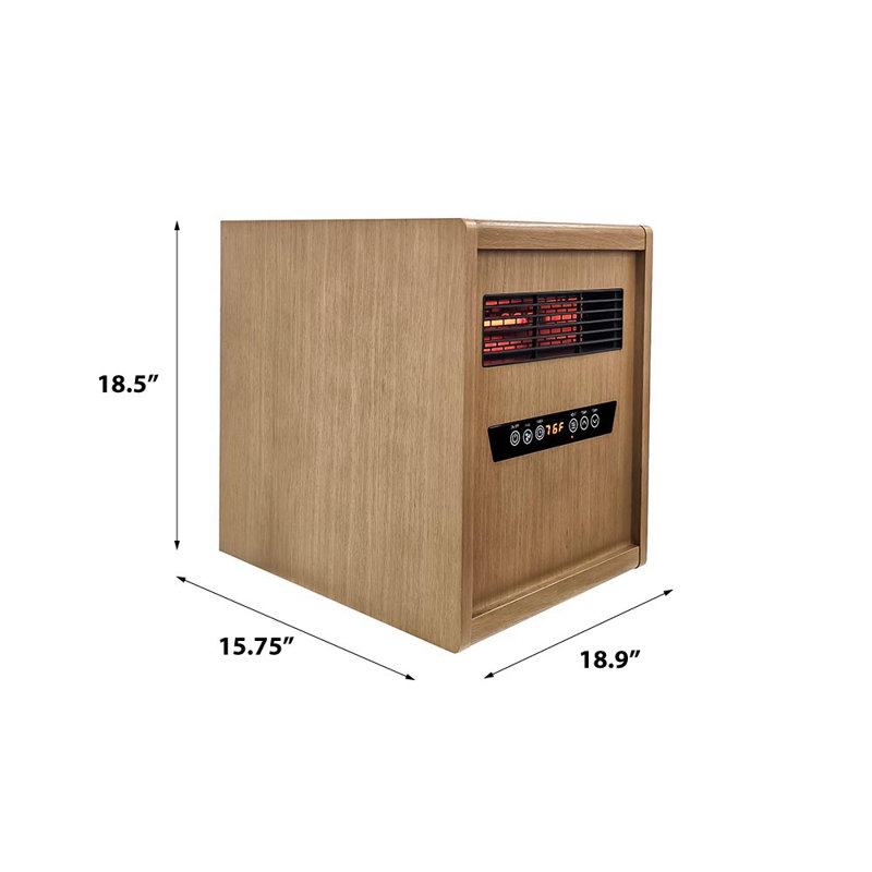 Modern Ember Portable Rolling Infrared Space Heater with LED Touchscreen w/ Remote, Light Oak Wood, Light Oak Wood