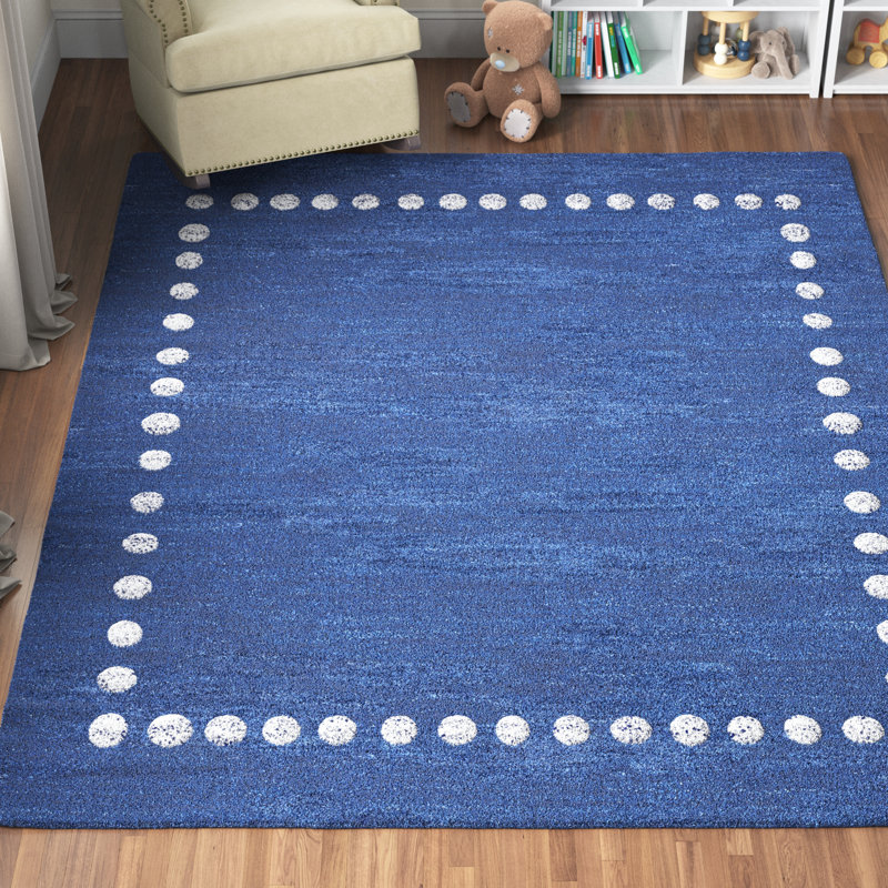 Antaeus Kids hand-woven wool rug, Rectangle 6 pi x 9 pi, Marine