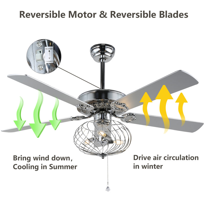 Ventilateur de plafond à DEL 42 po avec télécommande et ensemble d'éclairage inclus Smithville, Chrome