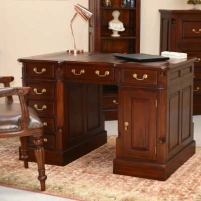 Leather Solid Wood Executive Desk