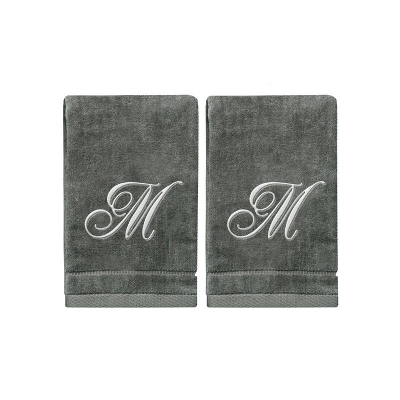 Ensemble de serviettes 2 pièces 100% coton monogrammé, M