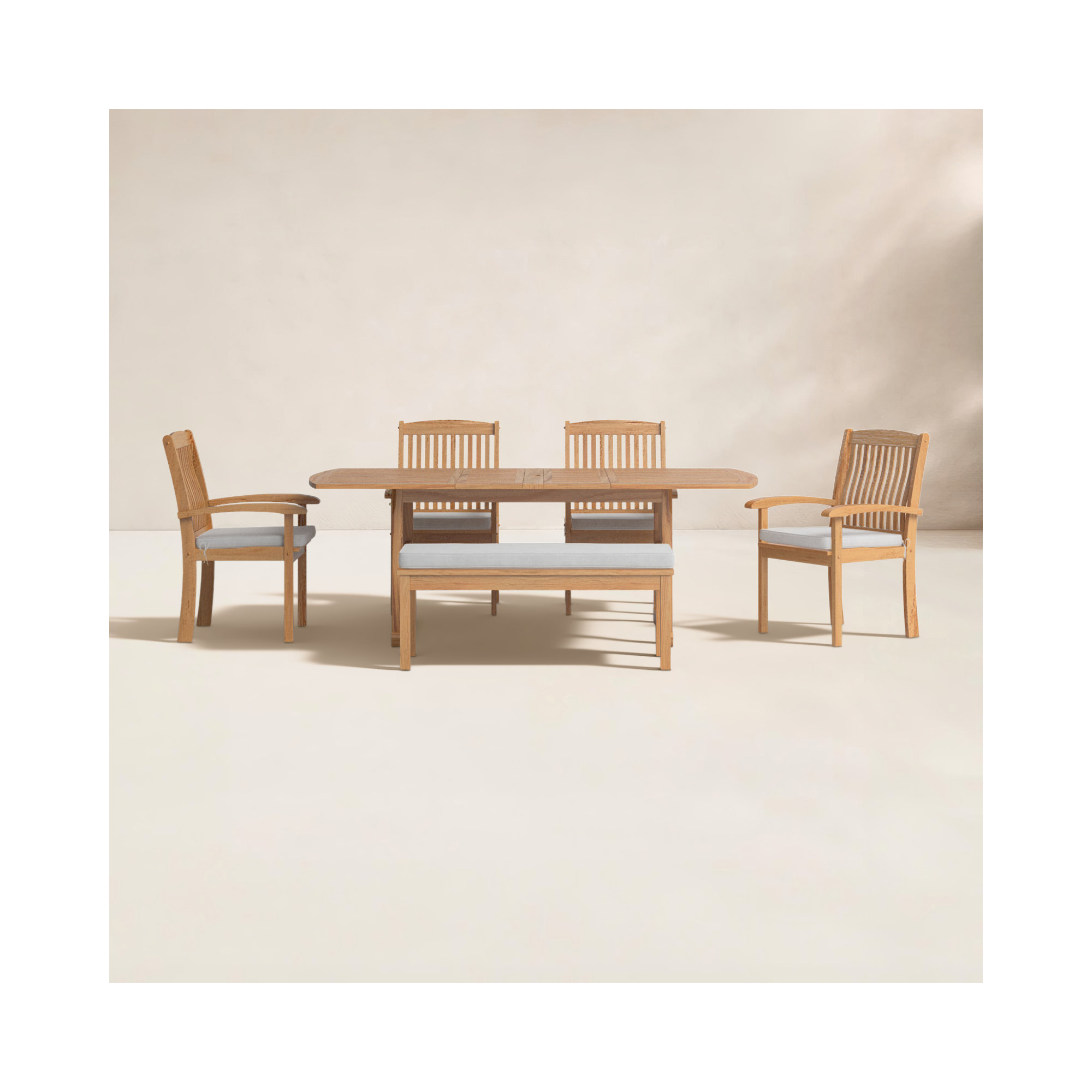 Beaston 84.5'' Rectangular 6 - Person Outdoor Dining Set with Cushions, Beige