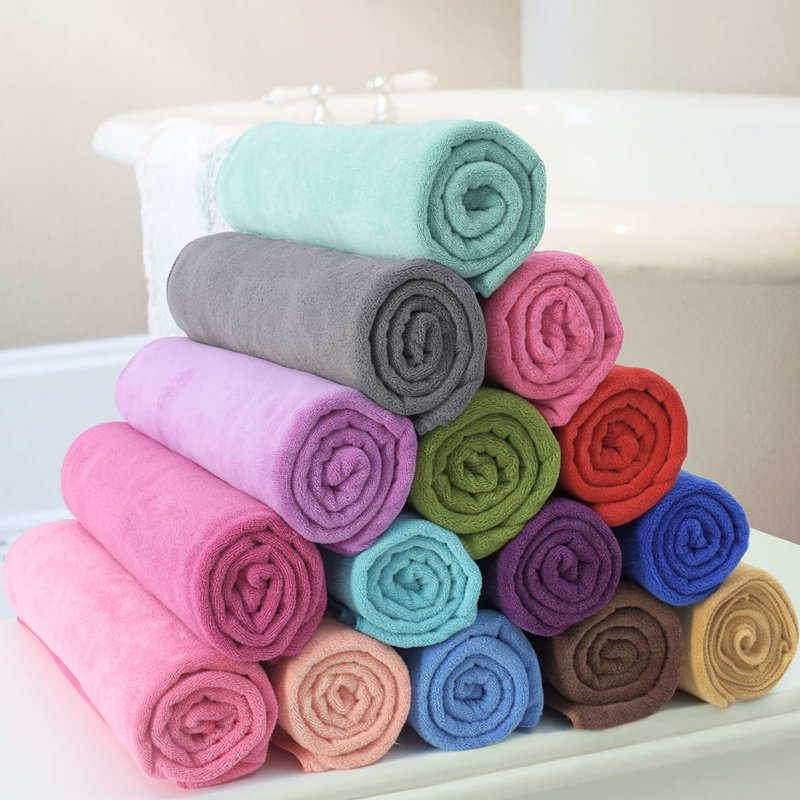Midweight Bath Towel, Coffee/Blue Light/Purple